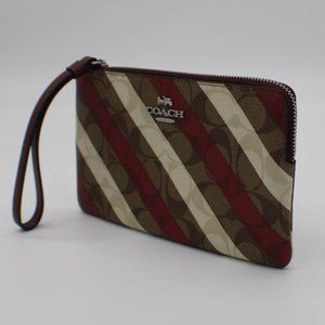 Coach Signature Stripe Large Corner Zip